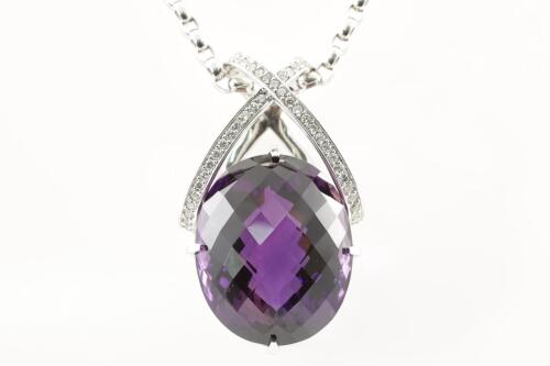 74.54ct Amethyst and Diamond Pendant