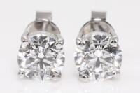 2.00ct Round Diamond Stud Earrings GIA D VS2