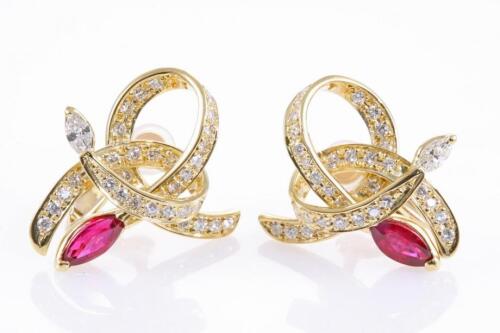 Ruby and Diamond clip on Earrings