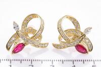 Ruby and Diamond clip on Earrings - 2
