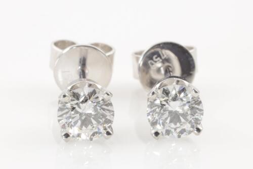 0.80ct Diamond Stud Earrings GIA F P1