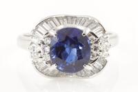 Royal Blue Sri Lankan Sapphire & Diamond Ring