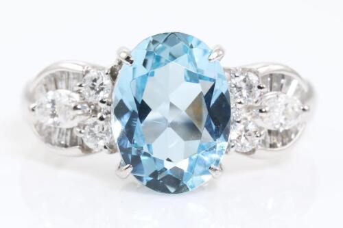 Aquamarine and Diamond Ring