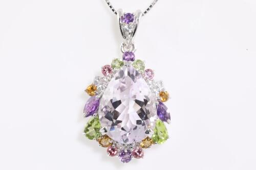 Kunzite and Mixed Gemstone Pendant