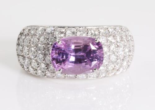 2.90ct Pink Sapphire and Diamond Ring