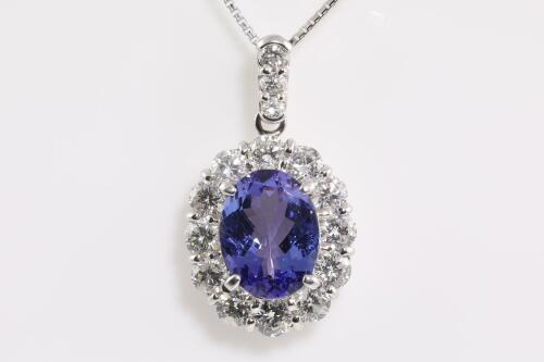 2.25ct Tanzanite and Diamond Pendant