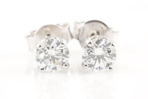 1.00ct Round Diamond Stud Earrings GIA E-F P1