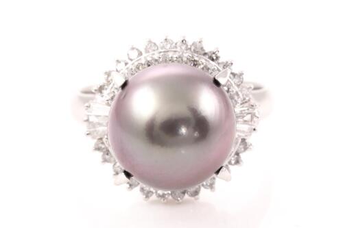 Tahitian Pearl and Diamond Ring