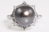 Tahitian Pearl and Diamond Ring