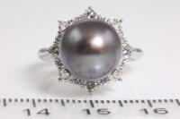 Tahitian Pearl and Diamond Ring - 2