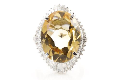 15.83ct Citrine and Diamond Ring