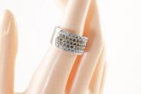 Champagne and White Diamond Dress Ring - 6
