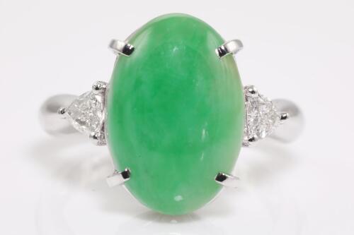 Jadeite Jade and Diamond Ring
