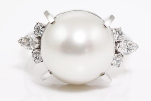 South Sea Pearl and Diamond Ring