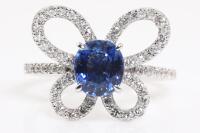 Sri Lankan Sapphire & Diamond Ring GIA