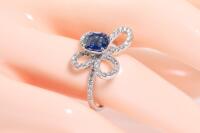 Sri Lankan Sapphire & Diamond Ring GIA - 7