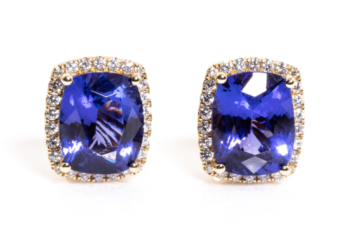 Tanzanite 7.71cts and Diamond Earrings