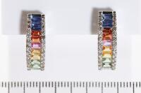 Multi Colour Sapphire & Diamond Earrings - 5