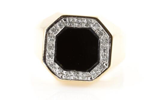 Onyx and Diamond Mens Ring