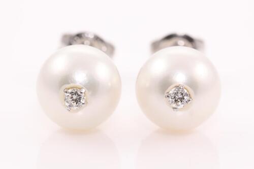 Pearl and Diamond Stud Earrings