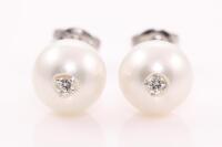 Pearl and Diamond Stud Earrings