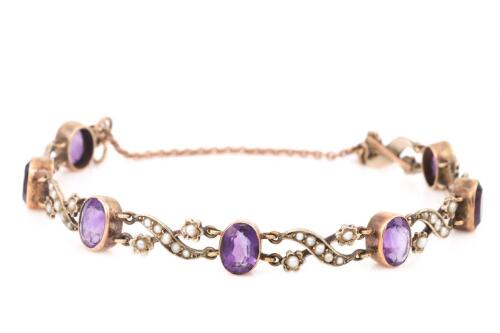 Antique Amethyst and Seed Pearl Bracelet