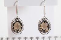 Smokey Quartz and Diamond Earrings - 4