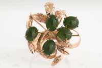 Nephrite Earrings, Ring and Brooch - 8