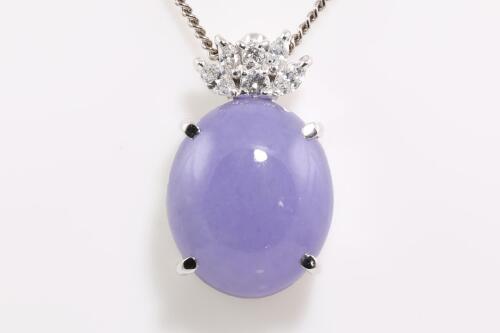 Lavender Jade and Diamond Pendant