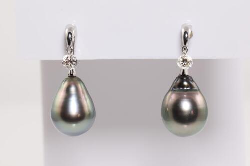 Tahitian Pearl and Diamond Earrings