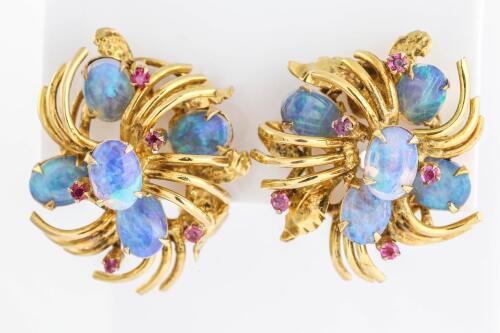 Opal and Ruby Earrings