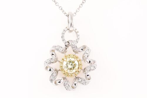 Yellow and White Diamond Pendant