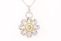 Yellow and White Diamond Pendant