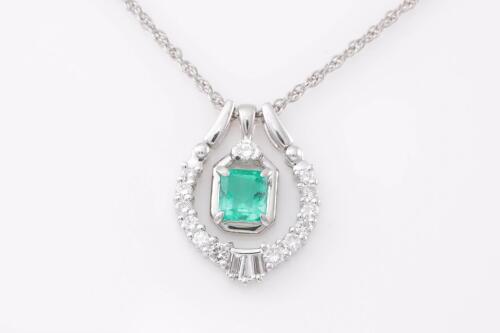 0.76ct Emerald and Diamond Pendant