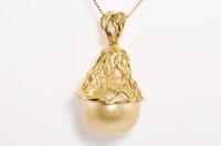 Golden South Sea Pearl and Diamond Pendant - 5