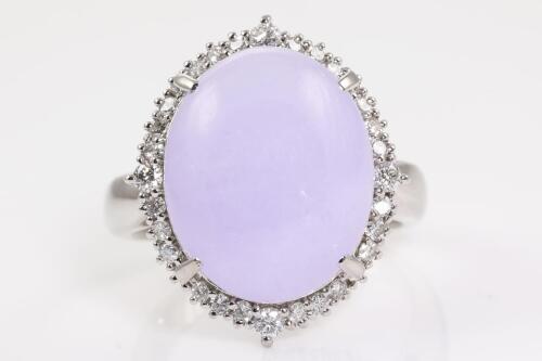 Lavender Jade and Diamond Ring