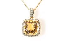 Citrine and Diamond Pendant