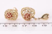 Coral and Diamond Earrings - 4