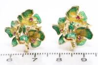 Ruby and Enamel Clip Earrings - 2