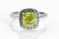 2.16ct Fancy Intense Greenish Yellow VVS2 Diamond GIA