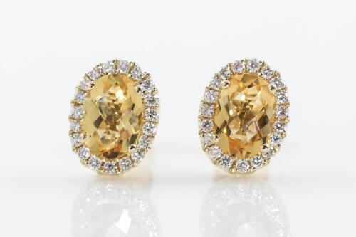 Citrine and Diamond Earrings