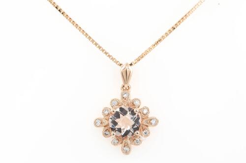 Morganite and Diamond Pendant