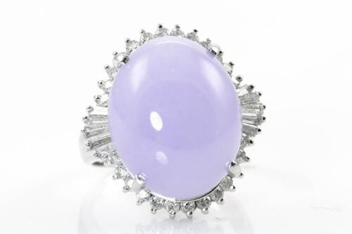 Lavender Jade and Diamond Ring