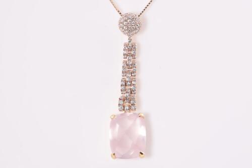 Rose Quartz and Diamond Pendant