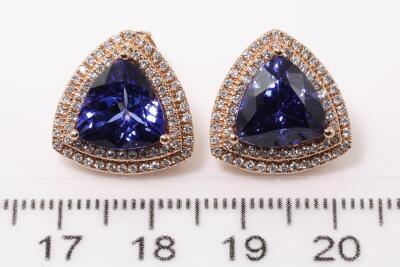 7.38ct Tanzanite and Diamond Earrings - 2