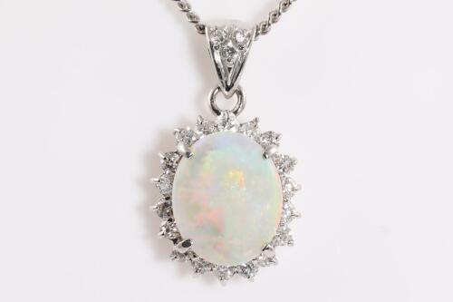 1.67ct Opal and Diamond Pendant