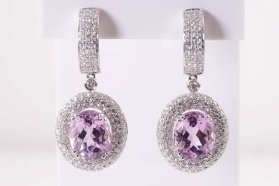 9.95ct Kunzite and Diamond Earrings