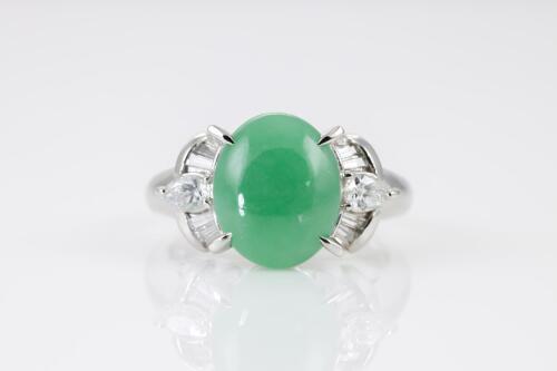 3.45ct Jade and Diamond Ring