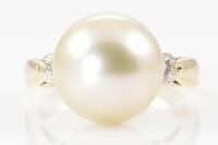 Golden South Sea Pearl and Diamond Ring