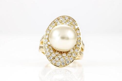 12mm South Sea Pearl and Diamond Ring